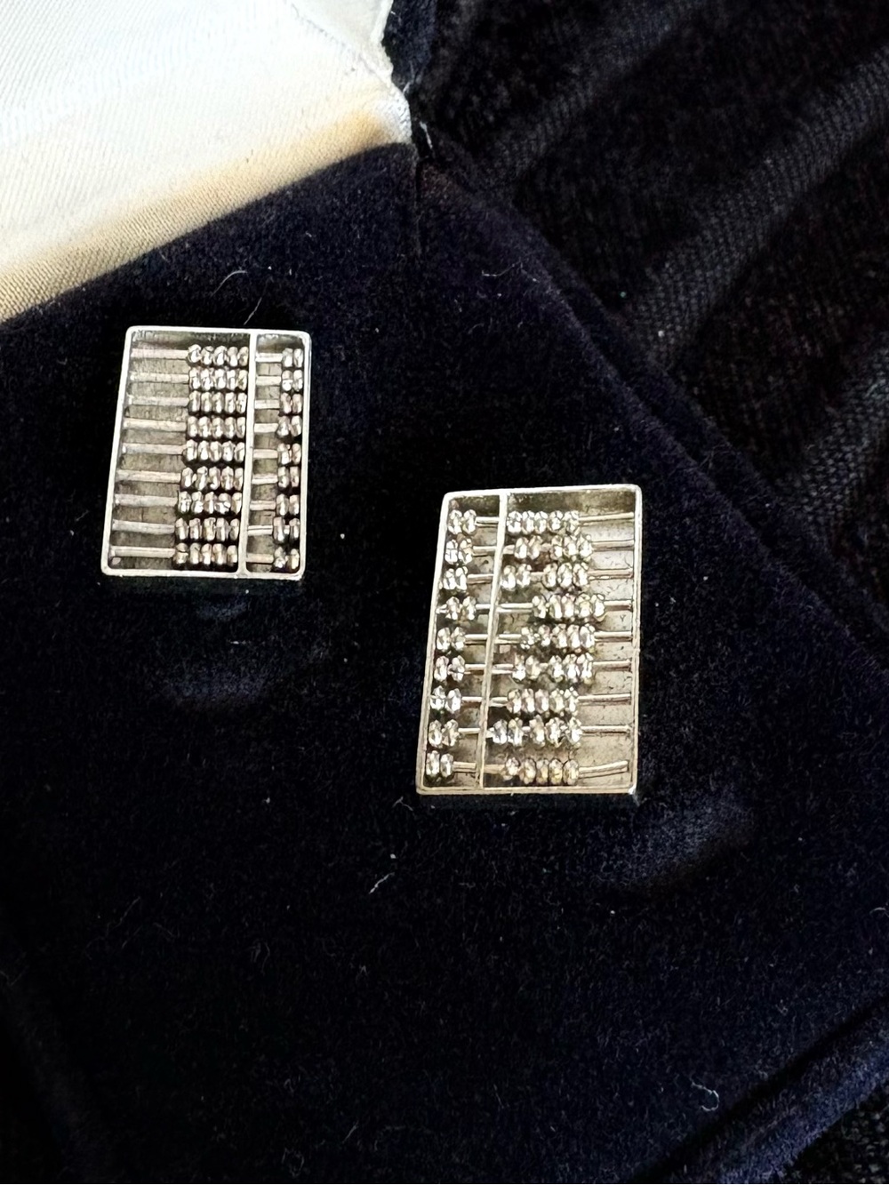 Vintage Abacus Design 925 Silver Men’s Cufflinks Hong Kong Articulating Beads